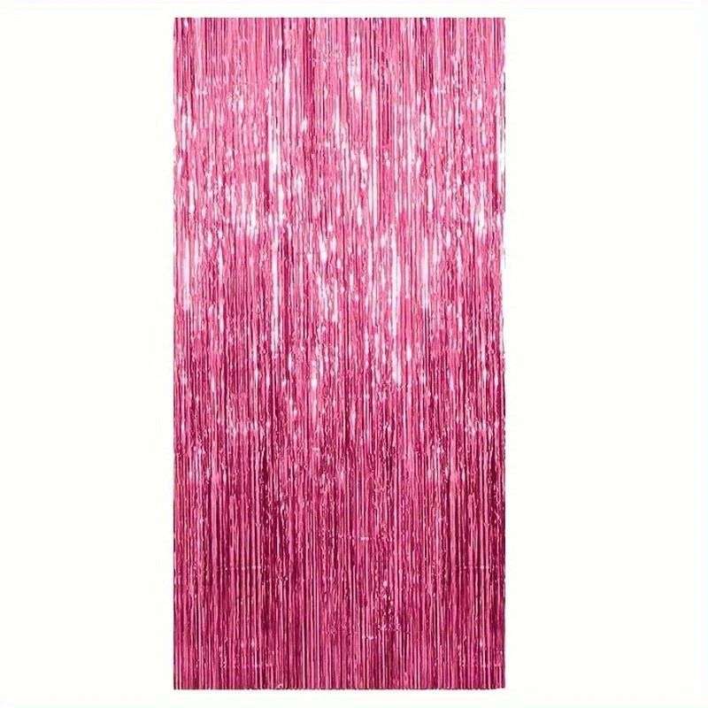 Pink Sparkle Rain Fringe Curtain Backdrop Set 13pcs For Photo Booth Parties 6