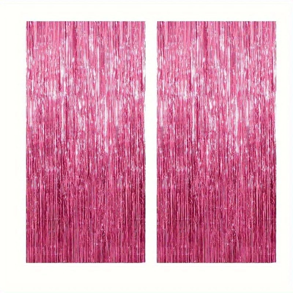 Pink Sparkle Rain Fringe Curtain Backdrop Set 13pcs For Photo Booth Parties 7