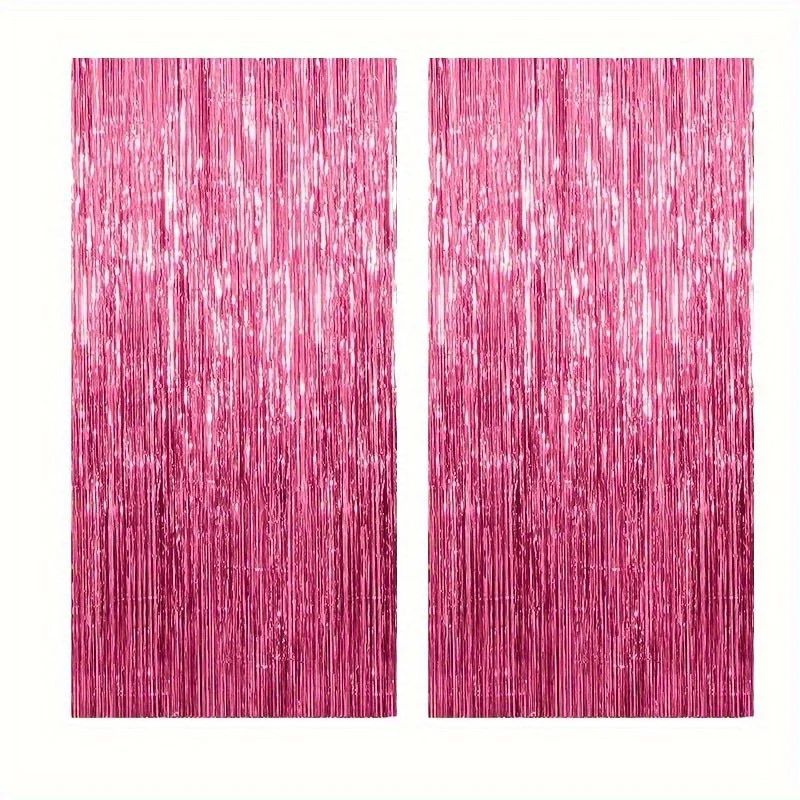 Pink Sparkle Rain Fringe Curtain Backdrop Set 13pcs For Photo Booth Parties 7