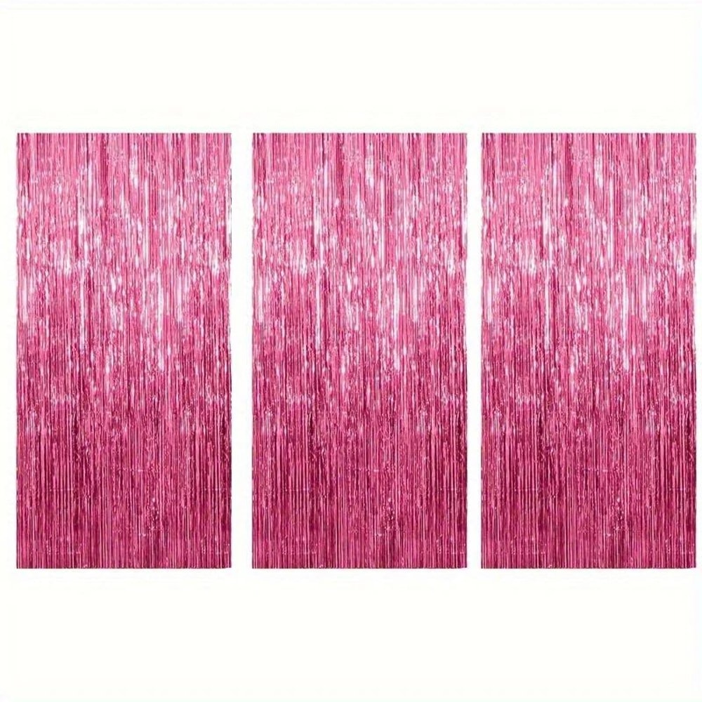 Pink Sparkle Rain Fringe Curtain Backdrop Set 13pcs For Photo Booth Parties 8