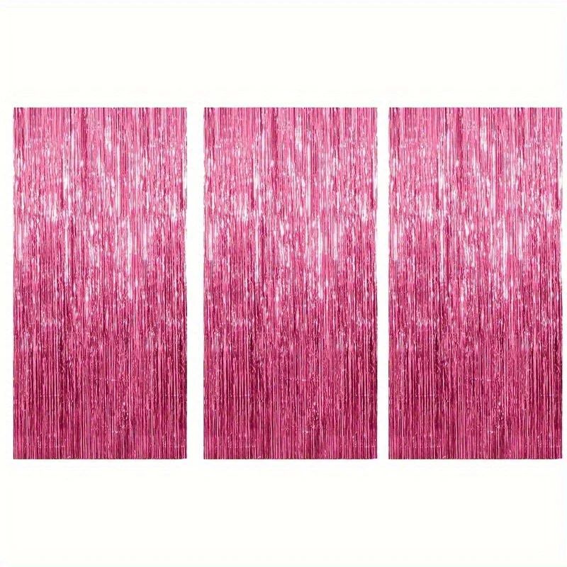 Pink Sparkle Rain Fringe Curtain Backdrop Set 13pcs For Photo Booth Parties 8