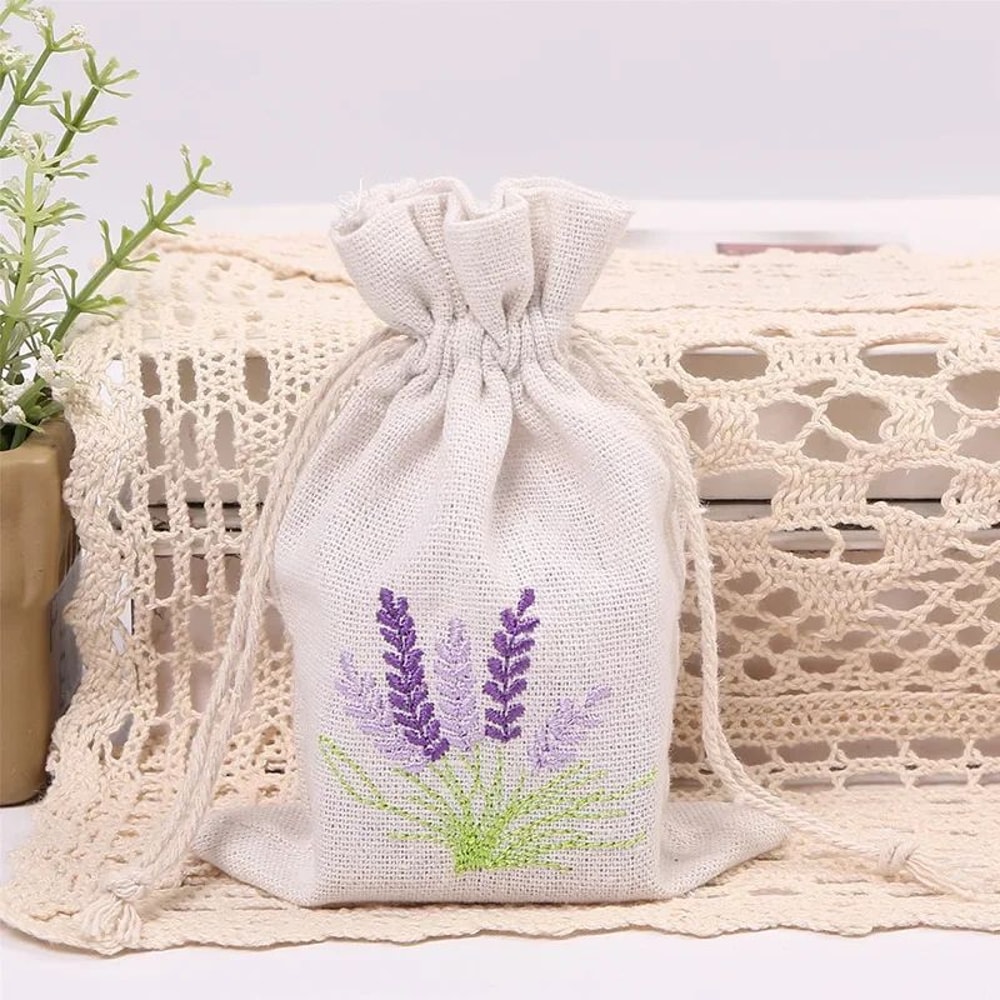 Lavender EmbroideryPrint LinenStyle Gift Bags 39 X 55 In For Wedding Favors Small Gift Packaging 2