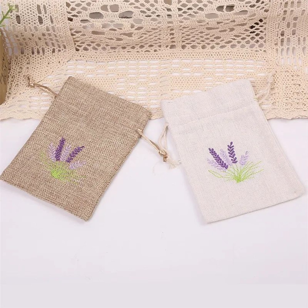 Lavender EmbroideryPrint LinenStyle Gift Bags 39 X 55 In For Wedding Favors Small Gift Packaging 3