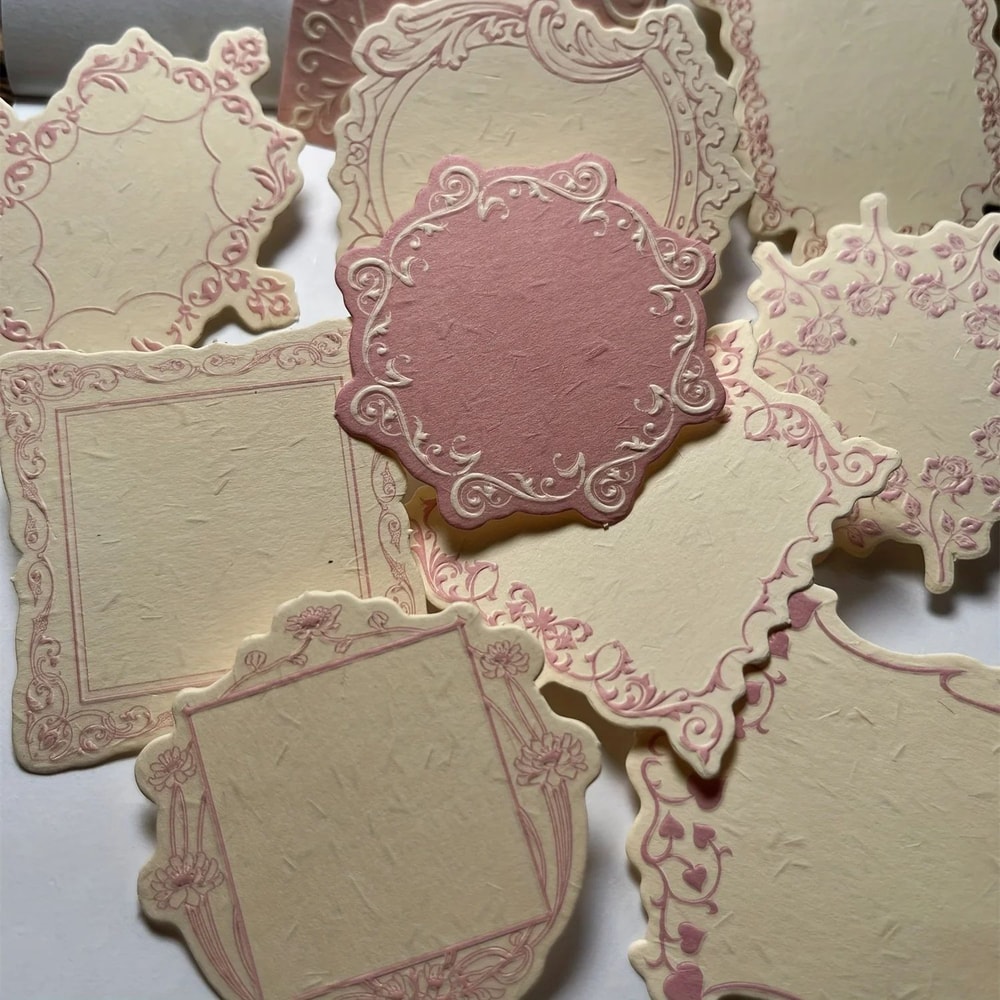 Vintage Embossed Sticky Notes Box 30pcs Thick Decorative Scrapbook Journaling Paper 4