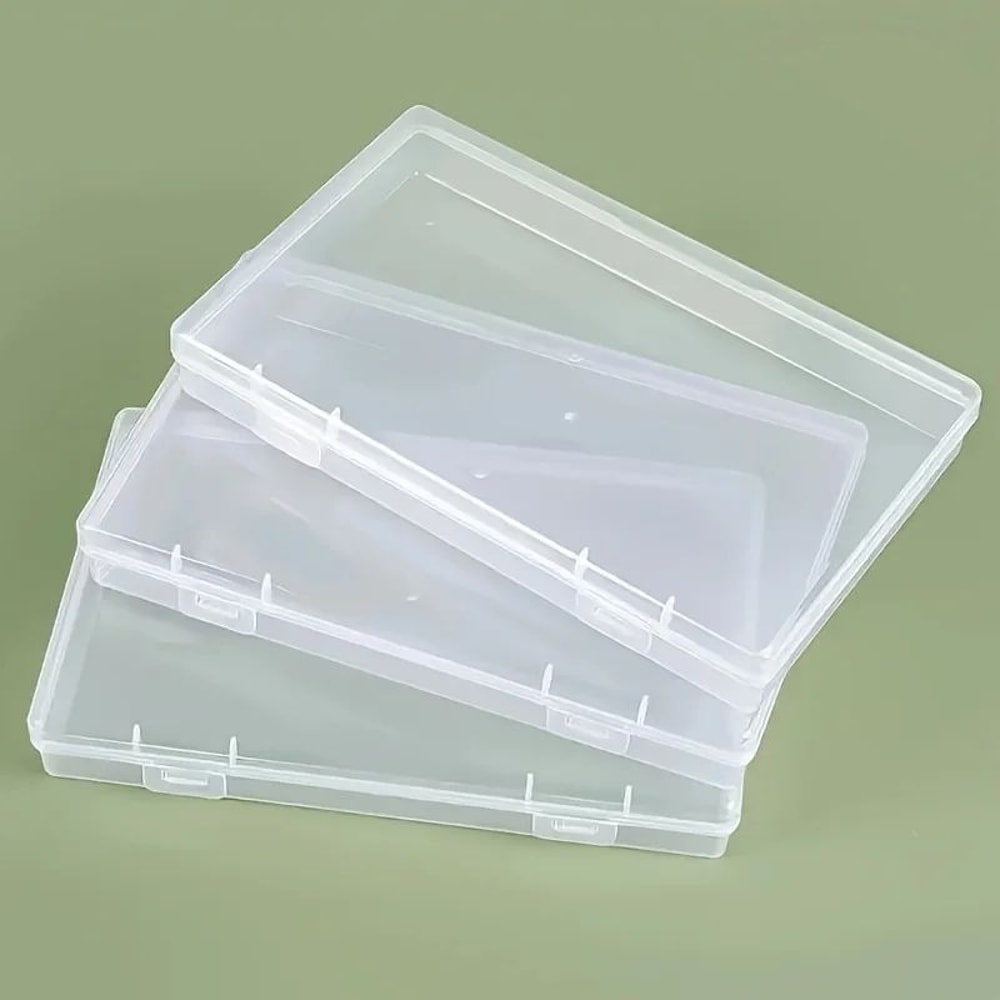 ClearStack 3Piece Transparent Plastic Storage Box Set With TightSeal Lids For Documents Cards 0