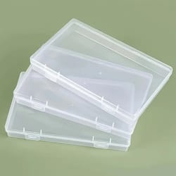 clearstack 3-piece transparent plastic storage box set with tight-seal lids for documents & cards