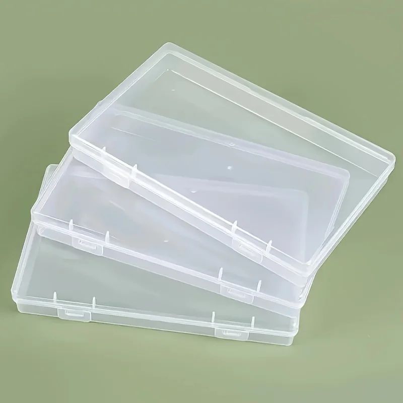 ClearStack 3Piece Transparent Plastic Storage Box Set With TightSeal Lids For Documents Cards 0