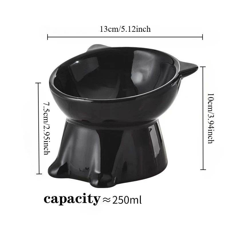 Black White Cute Cat Food Bowl Lightweight Plastic Pet Bowl For Cats Small Dogs 5
