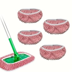 2-pack chenille reusable mop pads for swiffer-style sweepers, washable dry sweeping refills