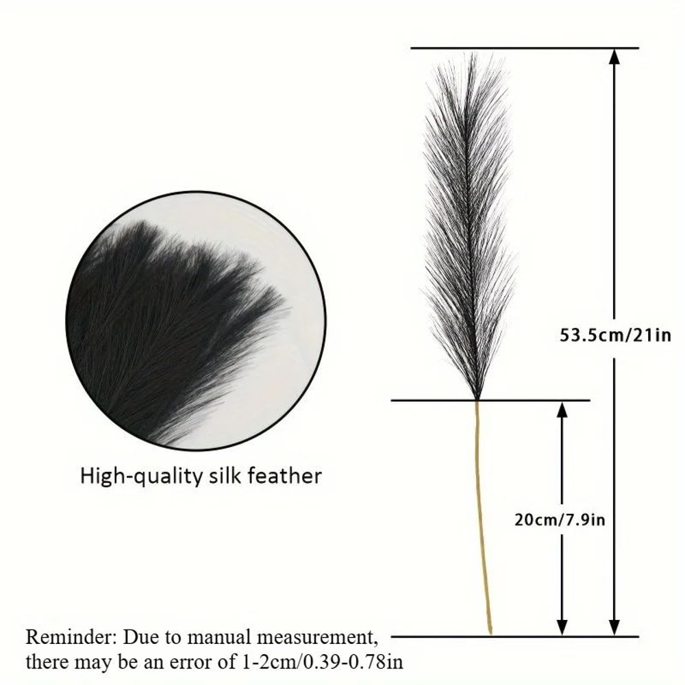 Boho Chic Faux Pampas Grass Decor Fluffy Black Vase Fillers 1020 Pcs 3