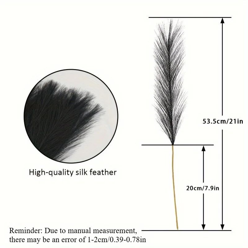Boho Chic Faux Pampas Grass Decor Fluffy Black Vase Fillers 1020 Pcs 3