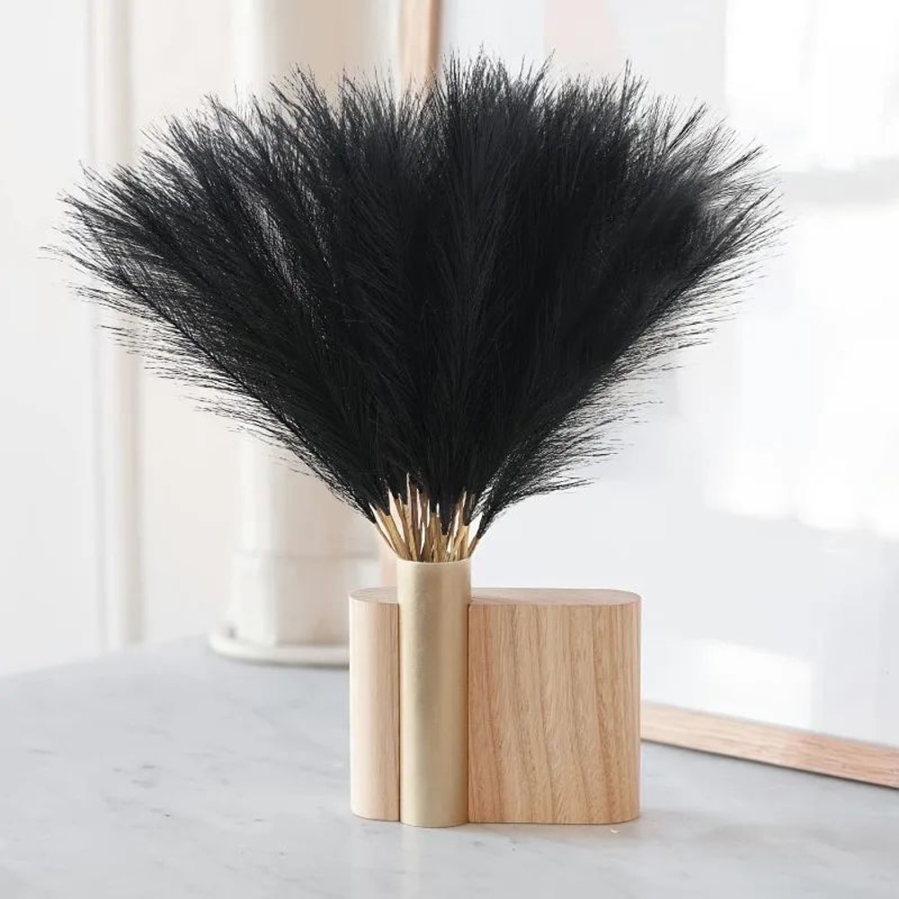 Boho Chic Faux Pampas Grass Decor Fluffy Black Vase Fillers 1020 Pcs 4