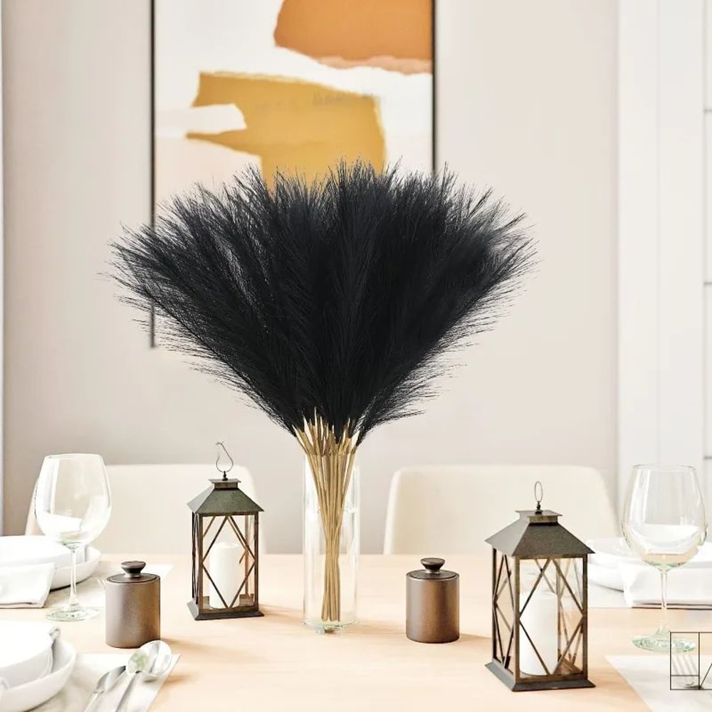Boho Chic Faux Pampas Grass Decor Fluffy Black Vase Fillers 1020 Pcs 5