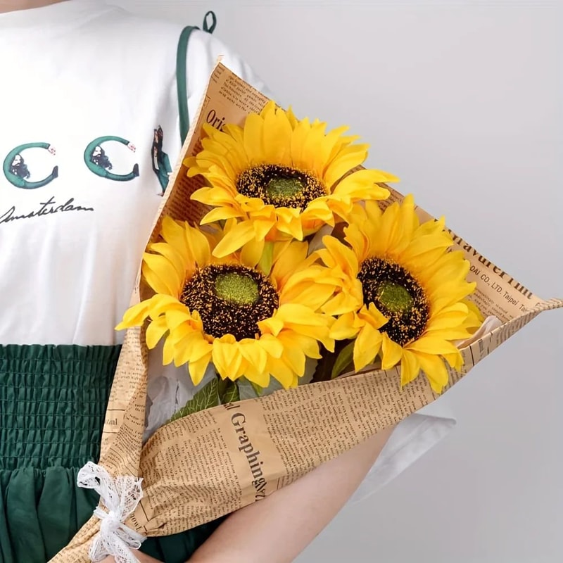 Lifelike Artificial Sunflowers Bouquet 6Piece Faux Sunflower Flowers For Indoor Outdoor Home Deco 2