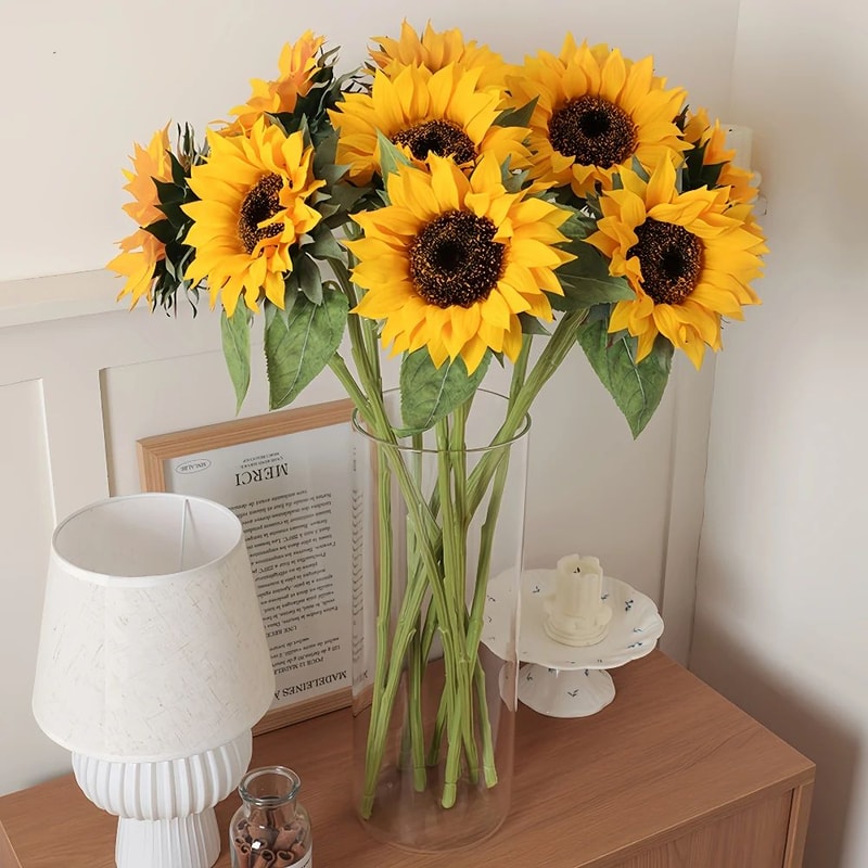Lifelike Artificial Sunflowers Bouquet 6Piece Faux Sunflower Flowers For Indoor Outdoor Home Deco 5