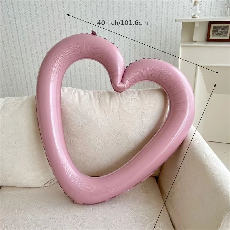 40Inch Hollow Heart Happy Birthday Balloon Set With Bow Foil Party Decor Photo Prop Kit 5