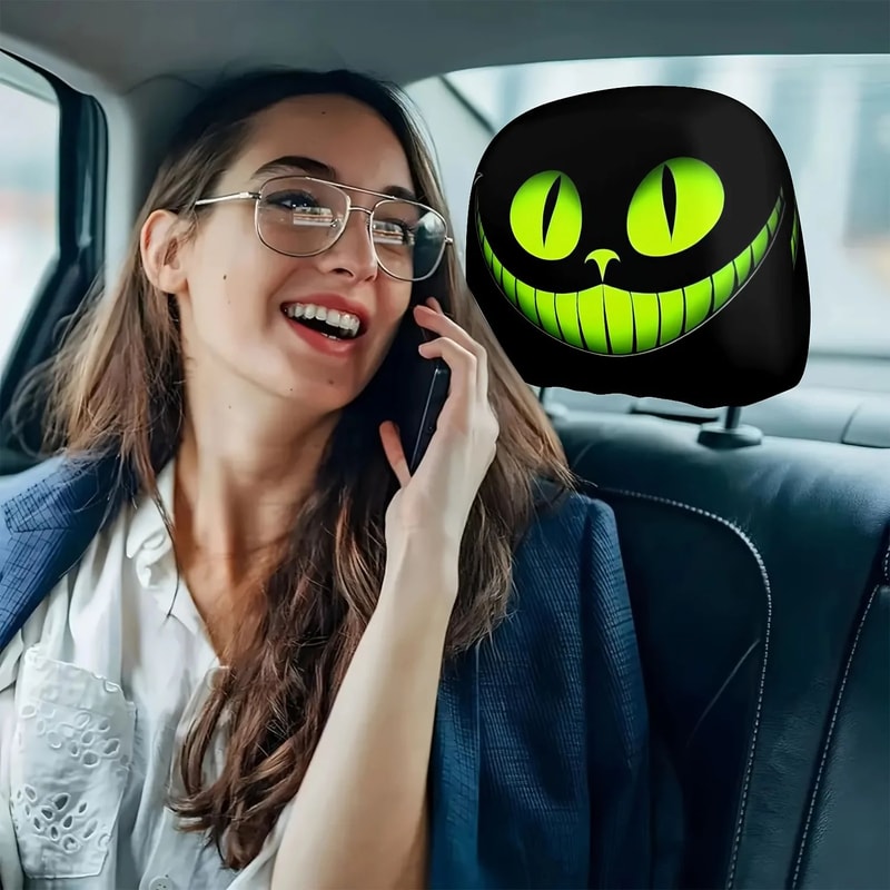 Mystical Cat Eye Car Headrest Covers 2Pack Universal Seat Headrest Protector 2