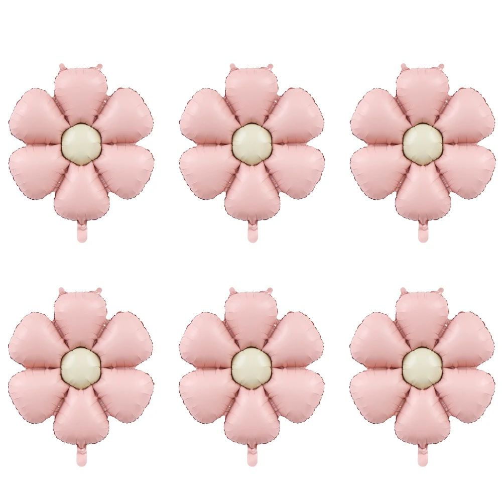 Matte Pink Daisy Foil Balloon Set 6pcs Large Party Decor For Baby Shower Birthdays 1