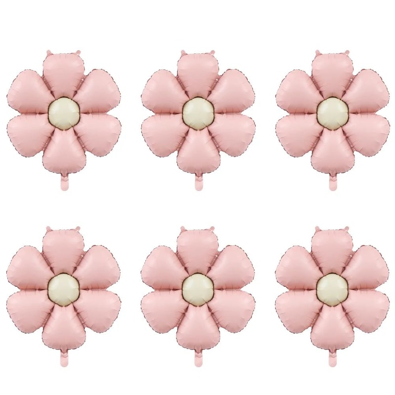 Matte Pink Daisy Foil Balloon Set 6pcs Large Party Decor For Baby Shower Birthdays 1