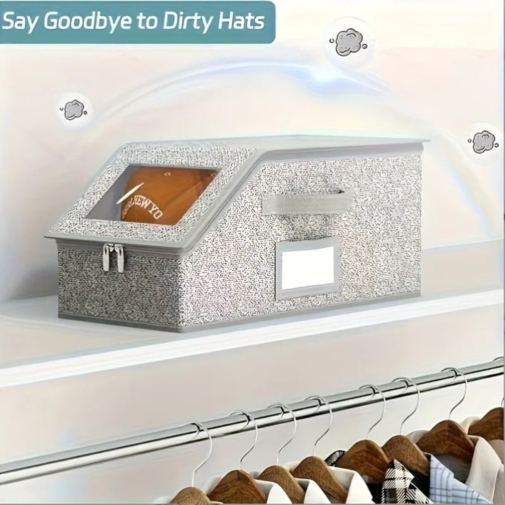Dustproof Zipper Fabric Hat Storage Box Closet Organizer 1