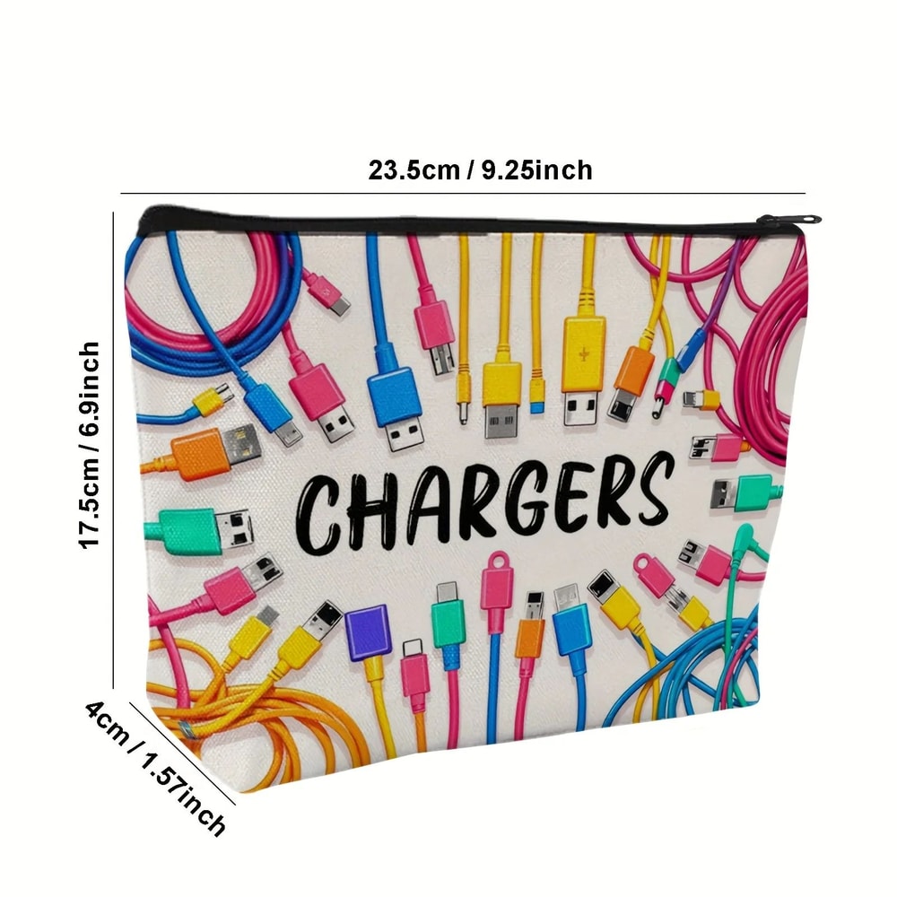 Colorful Chargers Zip Pouch Travel Cable Organizer And USB Storage Bag 5