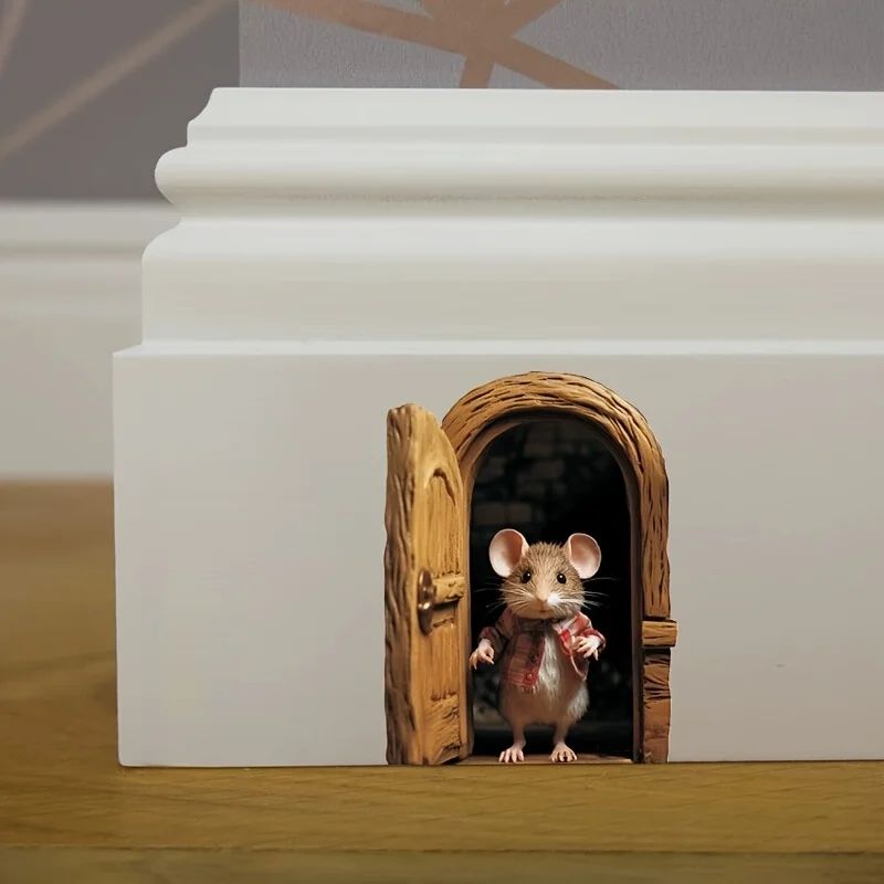 Cute Mouse Hole Wall Sticker Playful SelfAdhesive Nursery Home Wall Decor 1