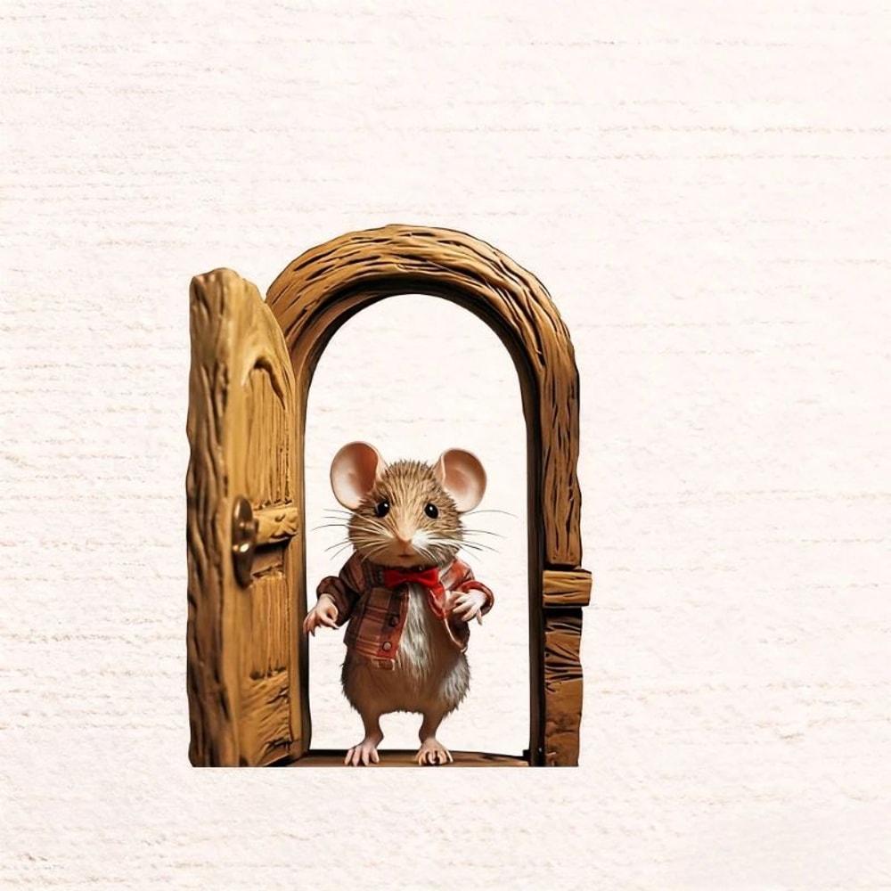 Cute Mouse Hole Wall Sticker Playful SelfAdhesive Nursery Home Wall Decor 3