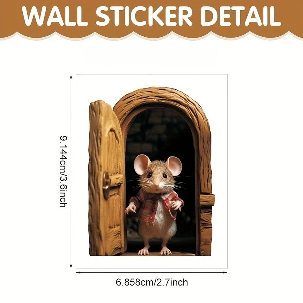 Cute Mouse Hole Wall Sticker Playful SelfAdhesive Nursery Home Wall Decor 5