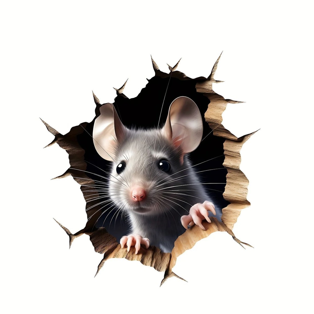 Delightful 3D Mouse Hole Wall Sticker Removable Vinyl Wall Decal For Playful Home Decor 1