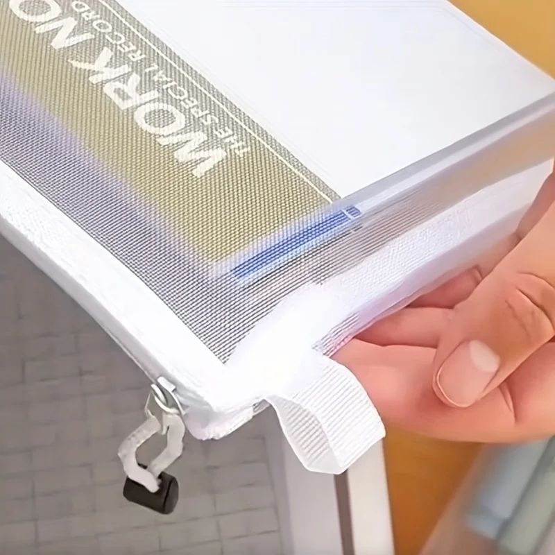 3Piece A6A5A4 Mesh Zipper Pouch Set Transparent Office Document Stationery Organizer 1