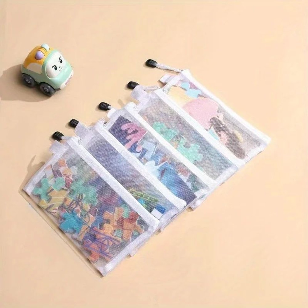 3Piece A6A5A4 Mesh Zipper Pouch Set Transparent Office Document Stationery Organizer 3