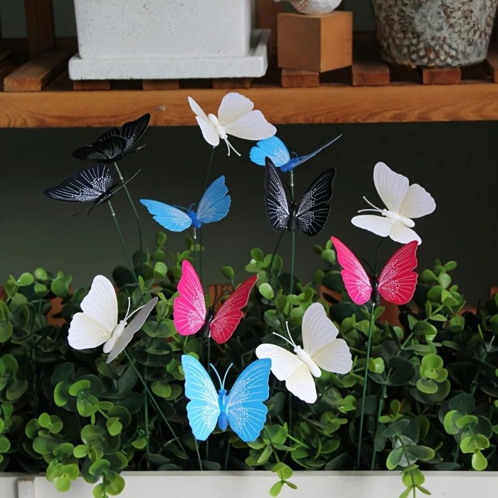 20Pack Realistic Butterfly Garden Stakes For Pots Planters Outdoor Yard Decor 2