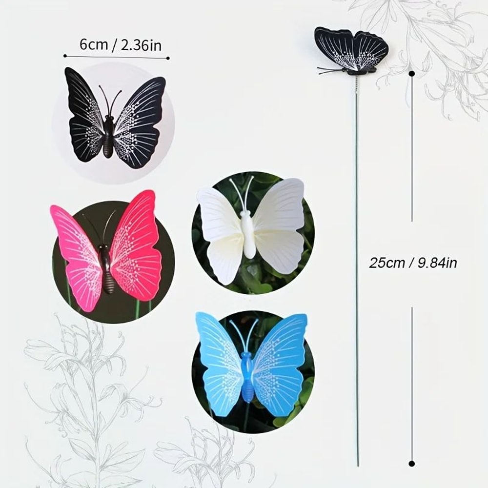 20Pack Realistic Butterfly Garden Stakes For Pots Planters Outdoor Yard Decor 5