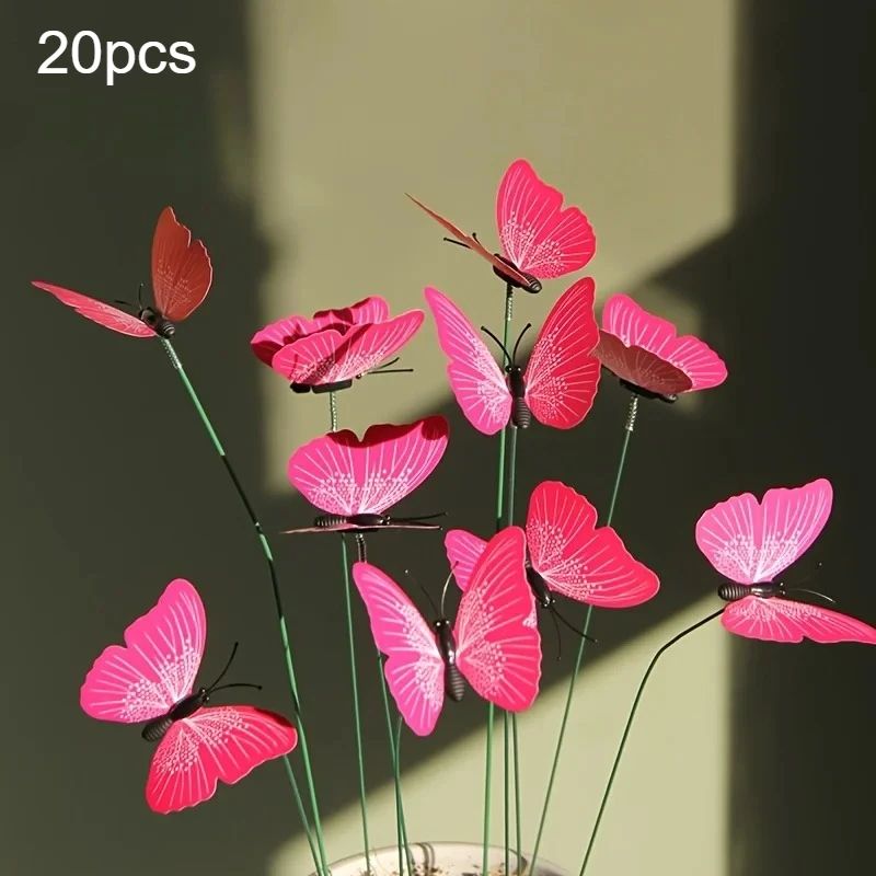 20Pack Realistic Butterfly Garden Stakes For Pots Planters Outdoor Yard Decor 9