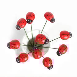 20-piece ladybug garden stakes set, red wooden garden stakes outdoor decor for pots, paths, and yards