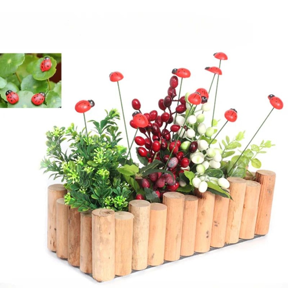 20Piece Ladybug Garden Stakes Set Red Wooden Garden Stakes Outdoor Decor For Pots Paths And Yards 1