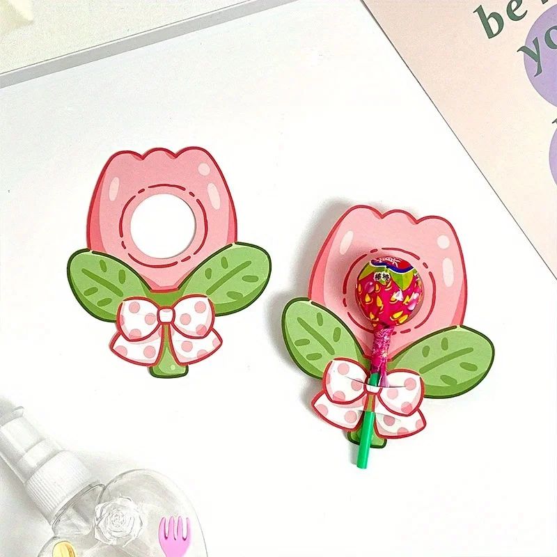 Flower Lollipop Cards Party Favor Decoration Inserts 30Piece Cute Cartoon Set 1