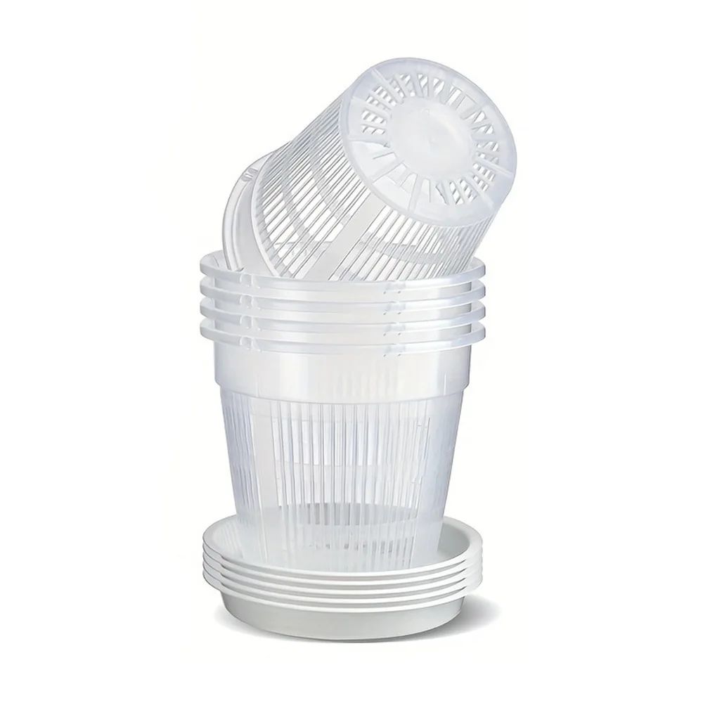 Breathable Mesh Orchid Pots Transparent Root Control Flowerpots With Drainage 5Pack 1