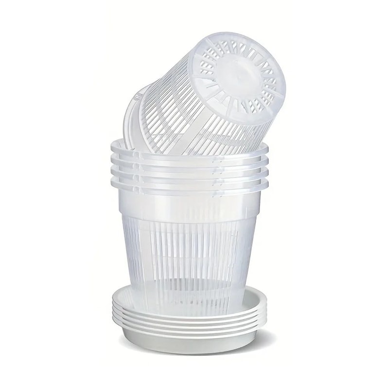 Breathable Mesh Orchid Pots Transparent Root Control Flowerpots With Drainage 5Pack 1