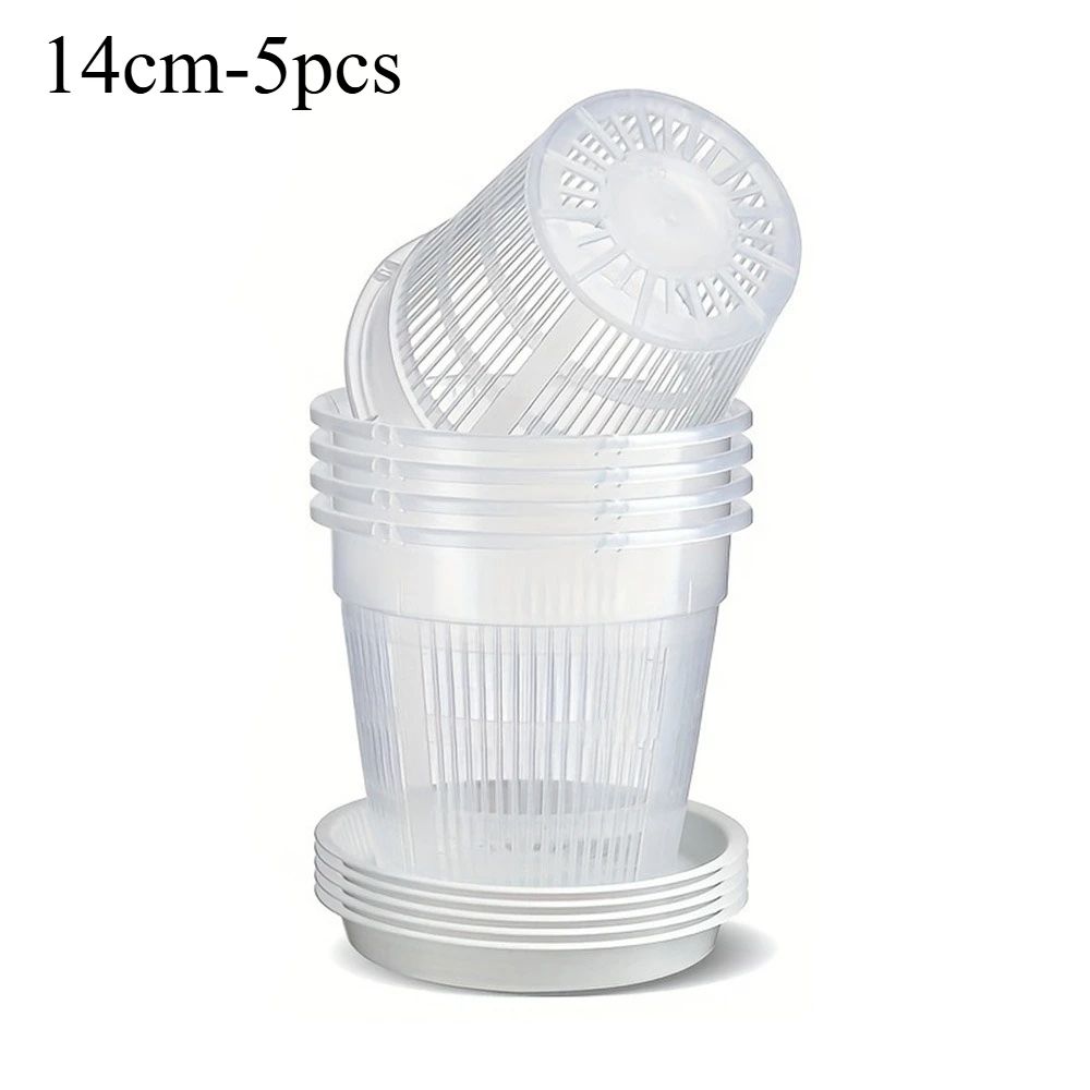 Breathable Mesh Orchid Pots Transparent Root Control Flowerpots With Drainage 5Pack 7