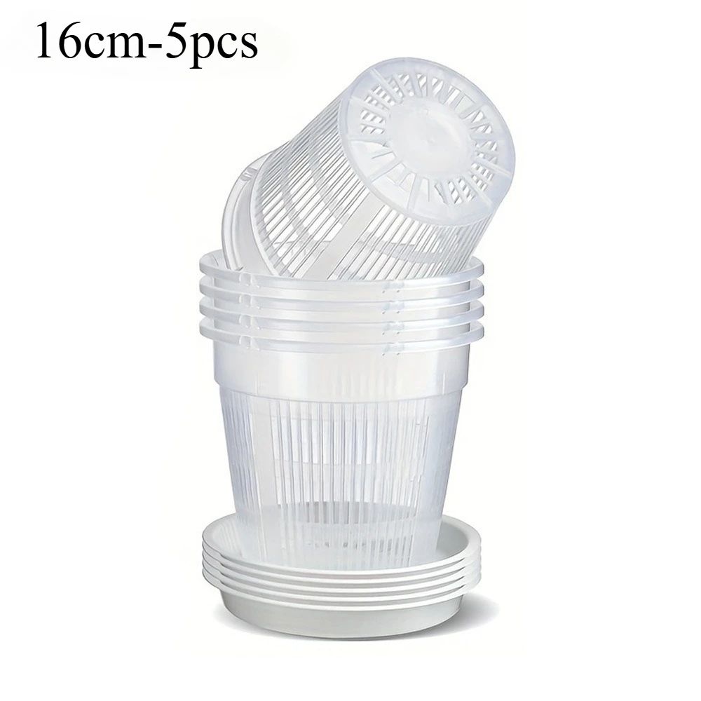 Breathable Mesh Orchid Pots Transparent Root Control Flowerpots With Drainage 5Pack 8