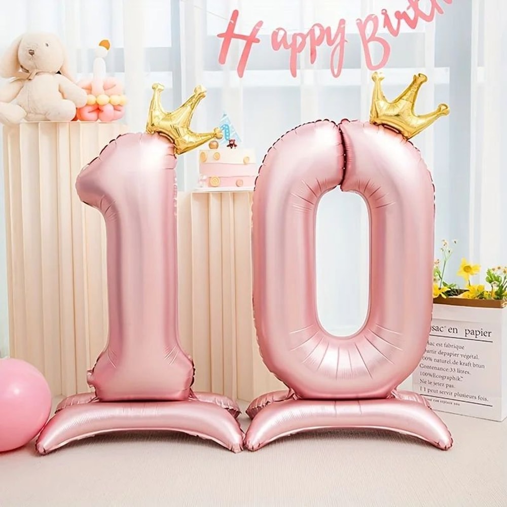 42Inch Princess Crown Number Balloon Pink Foil Birthday Party Decor 1