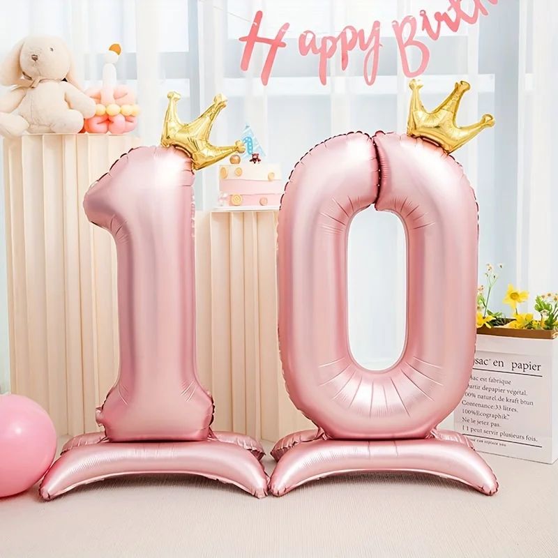 42Inch Princess Crown Number Balloon Pink Foil Birthday Party Decor 1