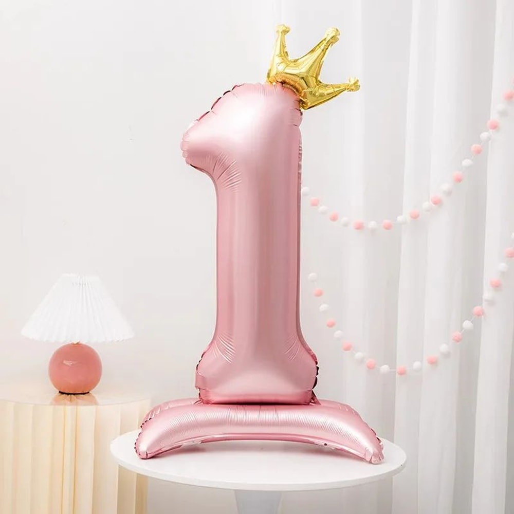 42Inch Princess Crown Number Balloon Pink Foil Birthday Party Decor 7