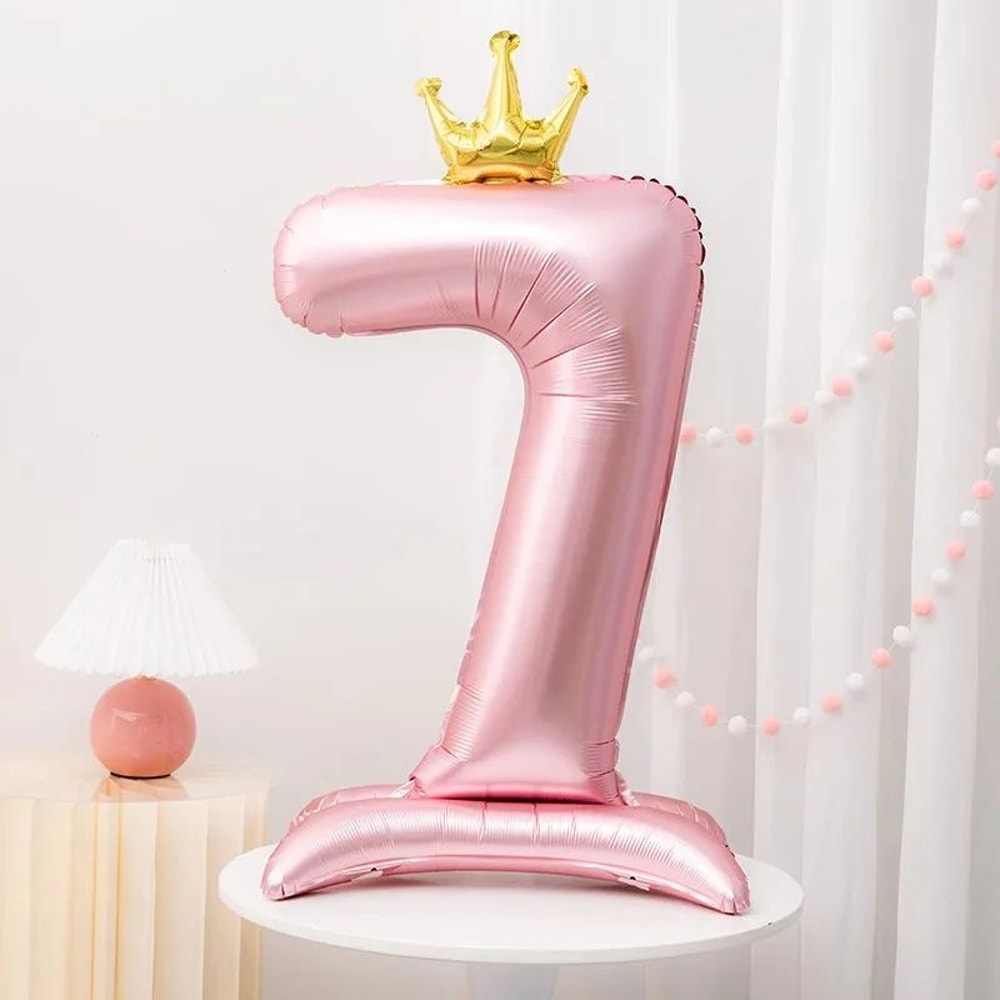 42Inch Princess Crown Number Balloon Pink Foil Birthday Party Decor 13
