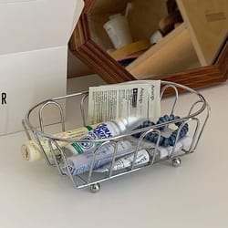 premium stainless steel organizer & multi-purpose storage basket for makeup, vanity & home