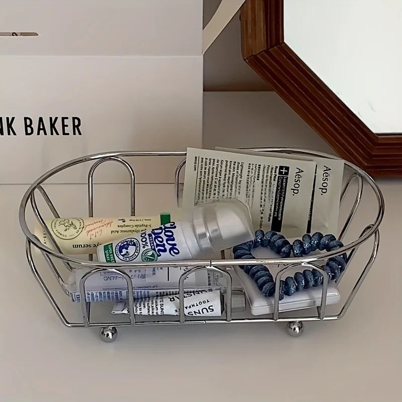 Premium Stainless Steel Organizer MultiPurpose Storage Basket For Makeup Vanity Home 3