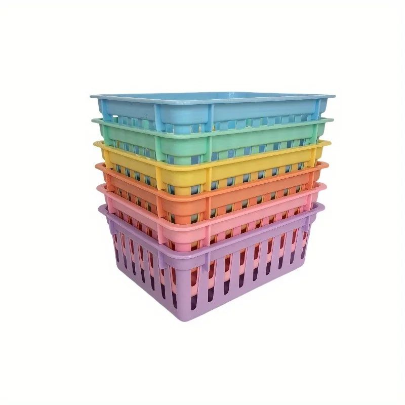 Macaron MultiUse Desktop Storage Baskets Set Of 6 Plastic Organization Boxes For Office Classroom 1