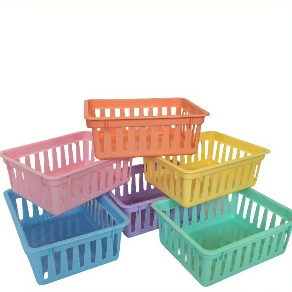 Macaron MultiUse Desktop Storage Baskets Set Of 6 Plastic Organization Boxes For Office Classroom 2