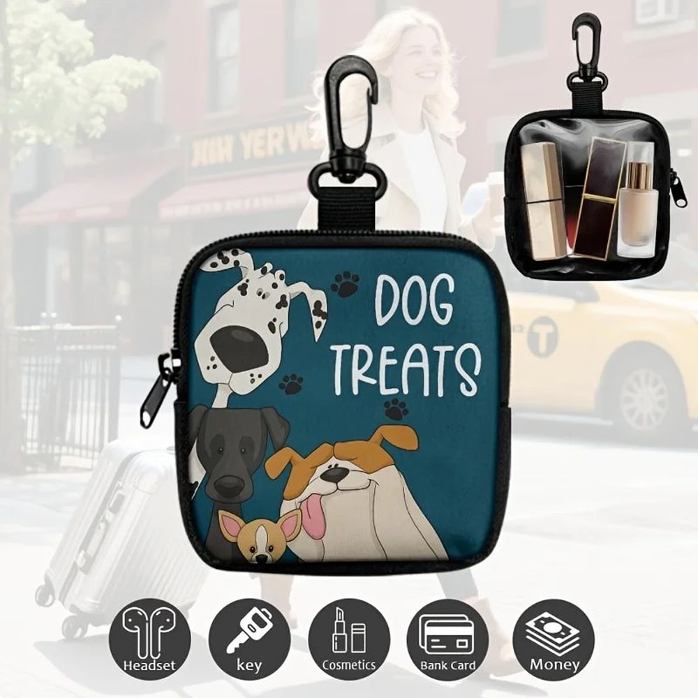 Dog Print Dog Treat Bag With Hook Zipper ClipOn Dog Training Treat Pouch For Walks 2